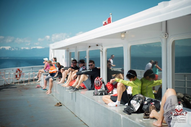 Rider's and spectators chilling on the ferry over to day 3's start.