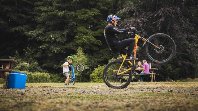 Danny MacAskill celebrates the wheelie in his latest YouTube hit
