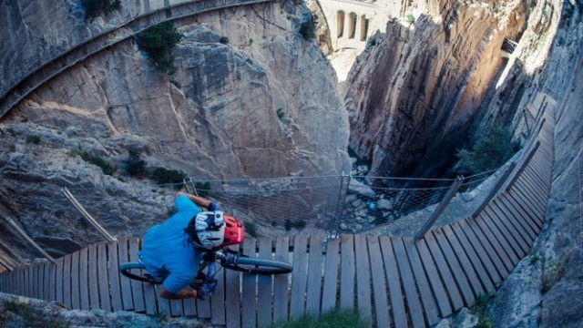 David Cachon Rides El Caminito Del Rey On A Mountain Bike