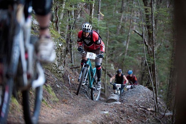 d.Stewart climbing the first single track