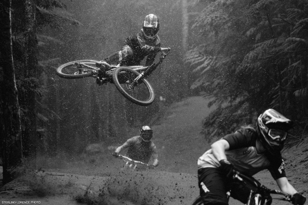 Thomas Vanderham, Fin Iles, and Matt Miles at Whistler Mountain Bike Park for the dirt blizzard segment of Unreal by Anthill films.