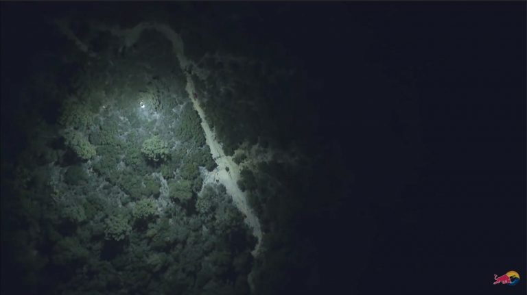 Loic Bruni's Midnight MTB Ride on a Trail lit by a Drone!