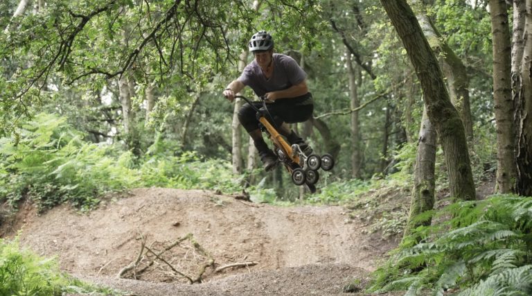 RIDING THE CRAZY 5 WHEEL BIKE ON MTB TRAILS!